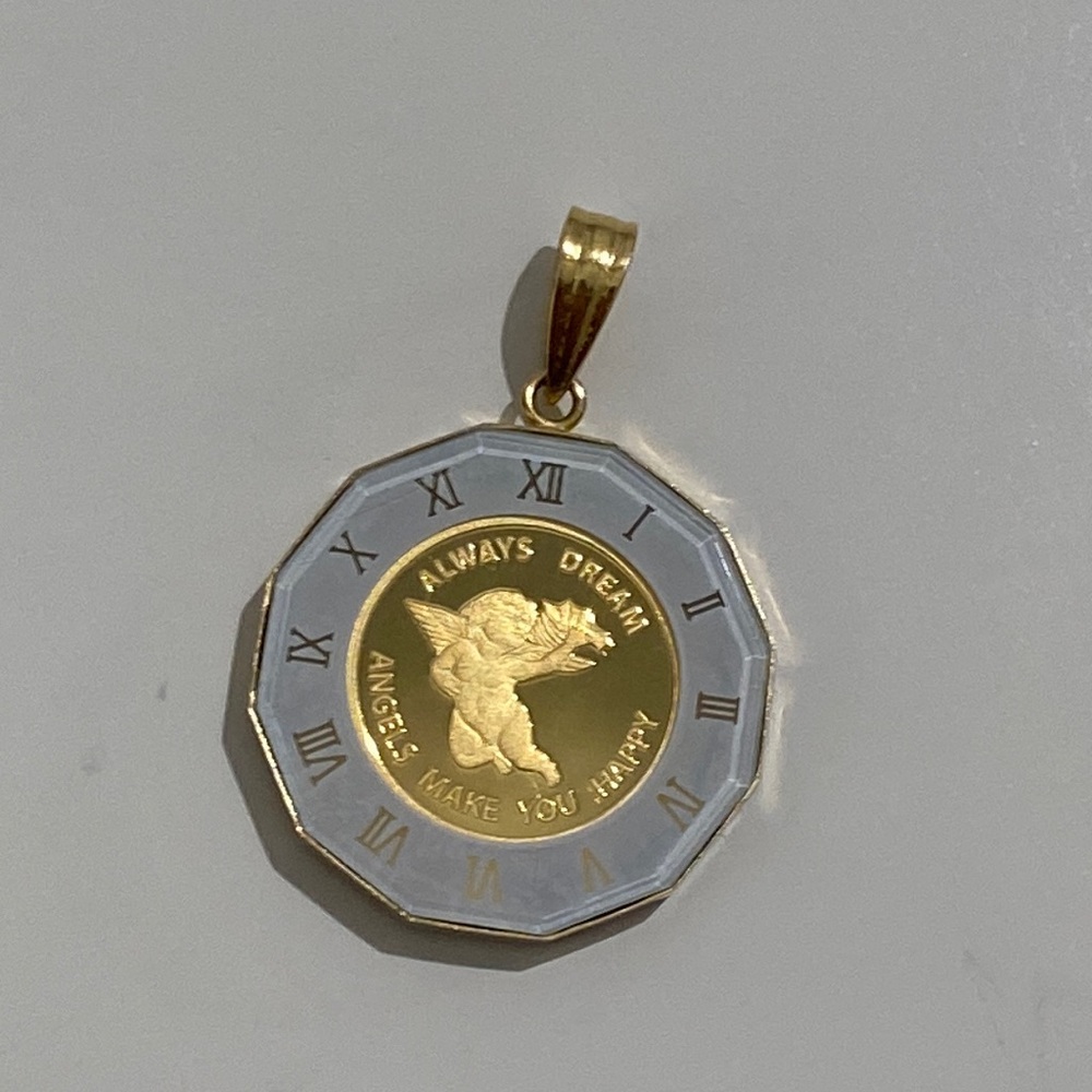 999.9 pure gold angel side by side pendant 18karat pure gold the holder hook.